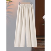 夏装 高腰休闲裤 奶奶装 妈妈夏季 裤 中老年女装 大码 子 宽松棉麻阔腿裤