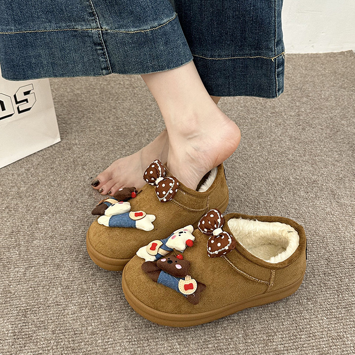 毛毛棉鞋保暖女2025年秋冬季居家新款平底雪地靴防滑时尚女士棉鞋