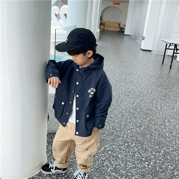 남아용 봄 후드 윈드 브레이커 봄 가을 스타일 중대형 아동 스타일 아동용 두꺼운 코트  복