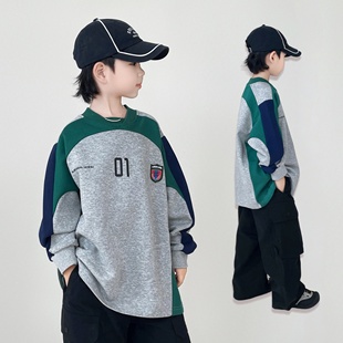 男童卫衣2025秋装新款男孩长袖帅气秋装嘻哈街舞胖童儿童运动上衣