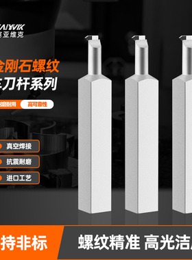 金刚石数控车床内牙刀杆PCD焊接车刀60度PCD内孔螺纹刀宝石挑丝刀