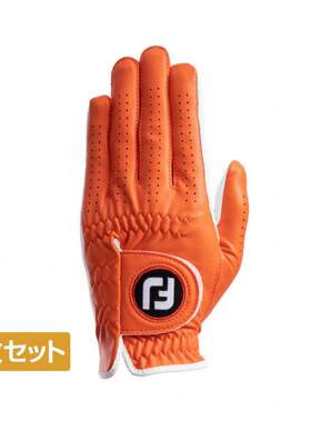 日本代购Footjoy男女高尔夫手套防滑防水橙色左手打球高抓地力