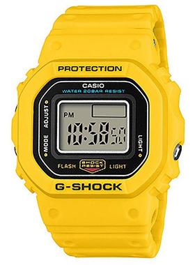 代购G-SHOCK男士腕表计时夜光双时区防震树脂黄色方形防水运动