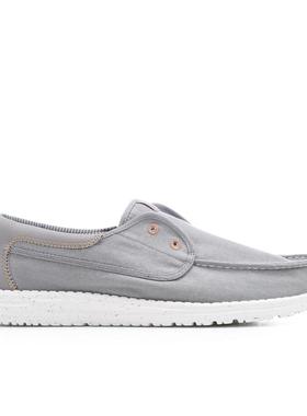 代购Hey Dude男士帆布鞋轻便透气柔软易穿脱灰色套脚设计