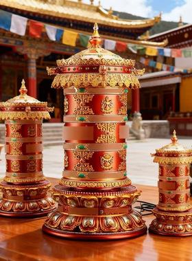 藏式树脂插电转轮纯铜龙头天珠