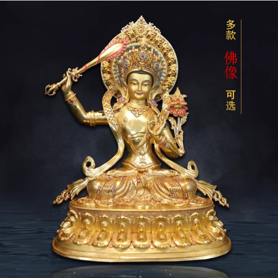 尼泊尔工艺绿度母文殊金刚萨埵大白伞四臂观音尊胜佛母纯铜佛像