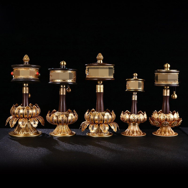 慧宝手摇转轮桌面静音顺滑黄铜转金桶六字观音檀木手柄装饰摆件,家居饰品,桌面摆件,淘宝优惠券,粉丝福利购,淘宝优惠卷