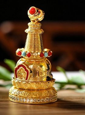 S925纯银镀金佛塔吊坠嘎乌盒挂件原创设计配饰可打开挂饰DIY宝塔