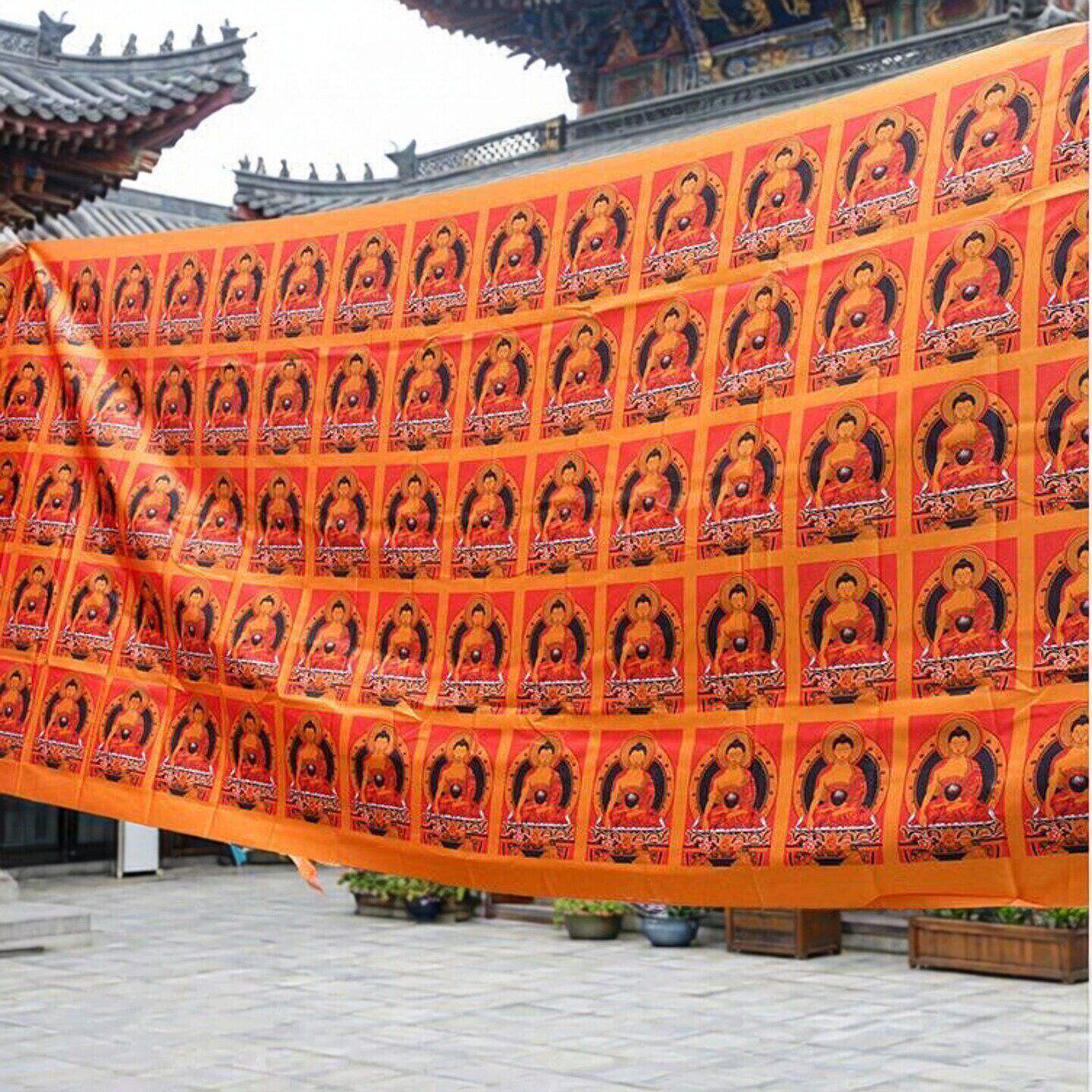 大经幡彩色绸布幡风马旗释迦莲师白度母佛像批量发旅游挂幡8.5米