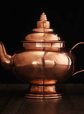 西藏式手工红铜密宗古色净水壶