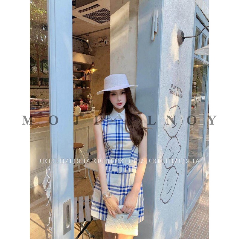 假两件腰带装饰收腰气质连衣裙女