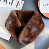 双面整皮水貂毛围脖秋冬气质保暖毛绒磁扣围领护颈真貂皮围巾毛领