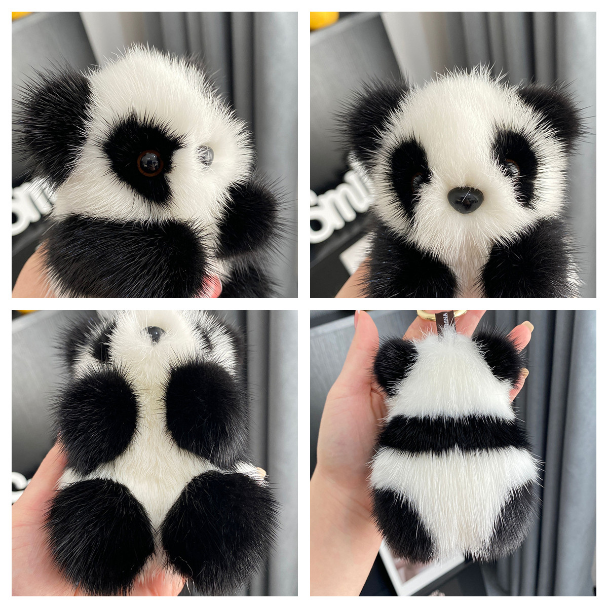CUTE MINK HAIRY RED PANDA CAR KEY CHAIN PENDANT PLUSH DOLL DOLL SCHOOL BAG BAG PENDANT GIFT GIRL