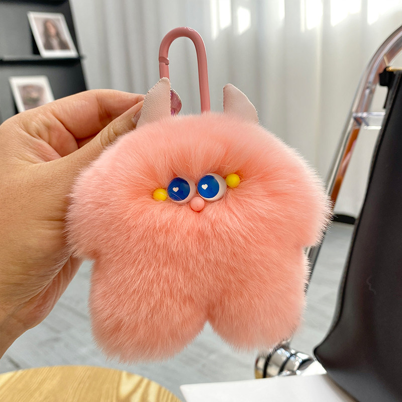 CUTE OTTER RABBIT FUR CALF CAR KEYCHAIN PENDANT INS PLUSH DOLL DOLL SCHOOL BAG BAG ORNAMENT GIFT WOMEN