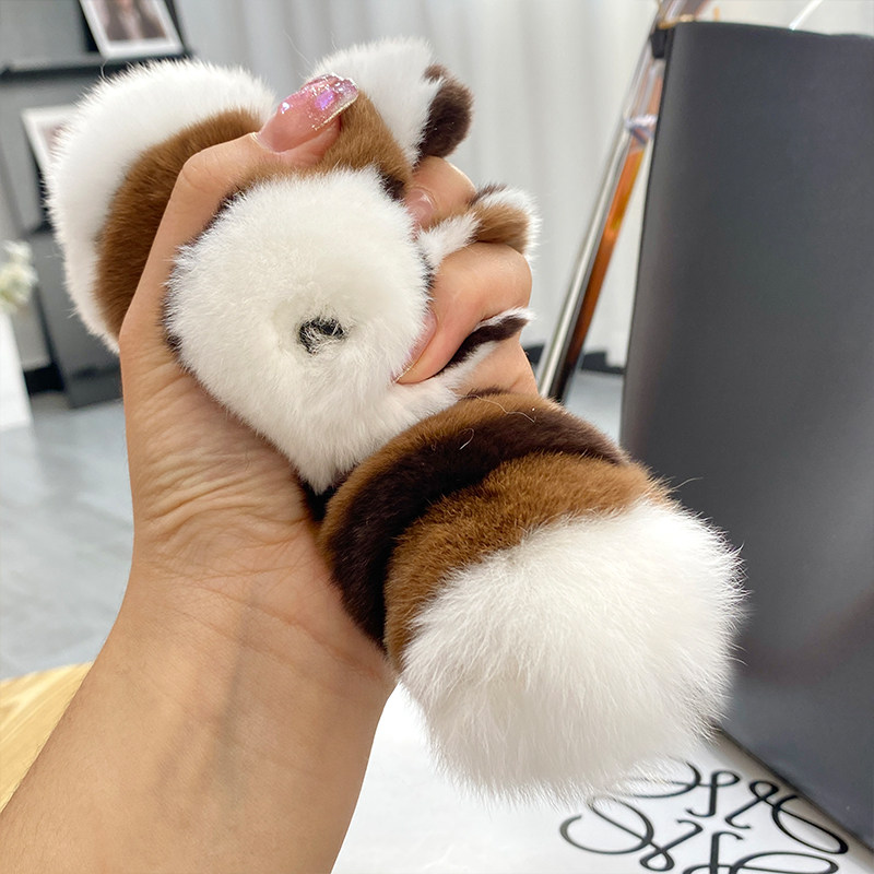 CUTE LITTLE RACCOON REAL OTTER RABBIT FUR CAR KEYCHAIN PENDANT INS PLUSH DOLL SCHOOL BAG BAG ORNAMENT GIRL