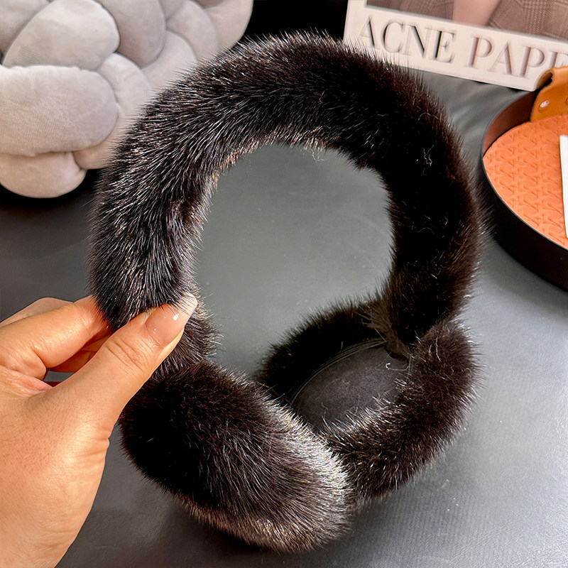 韩国ins可折叠水貂毛耳罩女冬保暖耳包真毛皮草耳暖护耳貂皮耳套