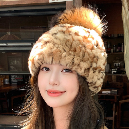 兔毛帽子加厚保暖针织护耳包头帽