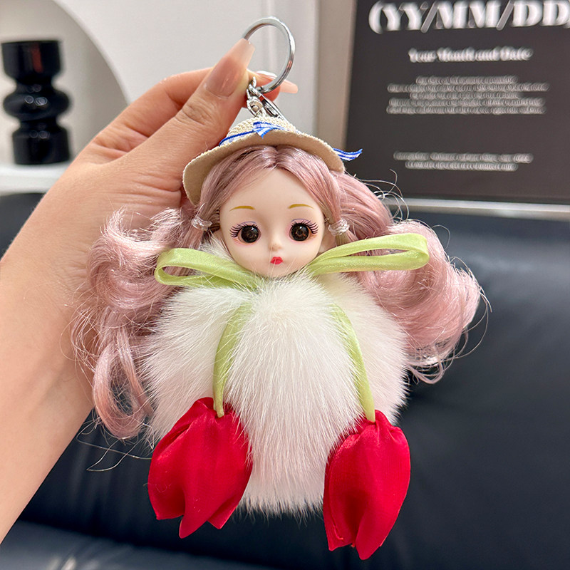 可爱真狐狸毛娃娃毛绒球汽车钥匙扣挂件韩国ins网红书包包挂饰女