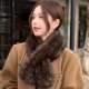 韩版 真兔毛重工编织围巾女冬百搭毛领子双面加厚保暖交叉毛毛围脖