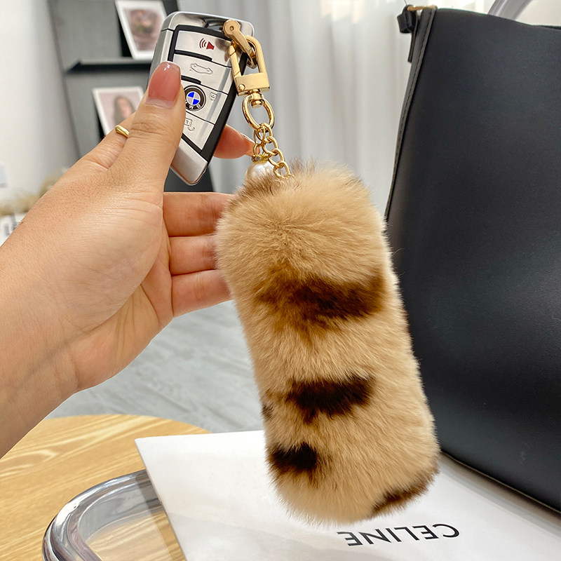 KOREAN INS CUTE OTTER RABBIT FUR SMALL TAIL CAR KEYCHAIN PENDANT CUTE PLUSH SCHOOLBAG BAG ORNAMENT GIFT