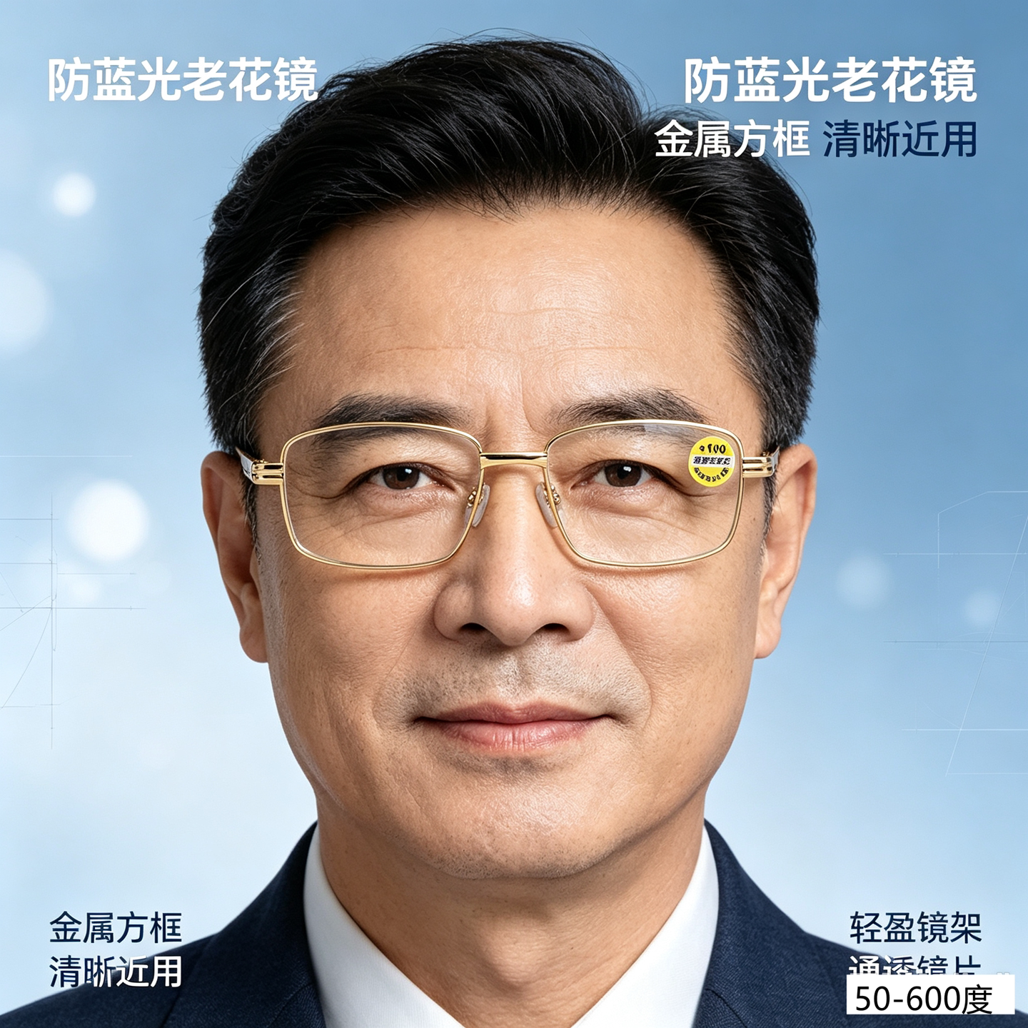 看近防蓝光50-600度高清老花镜