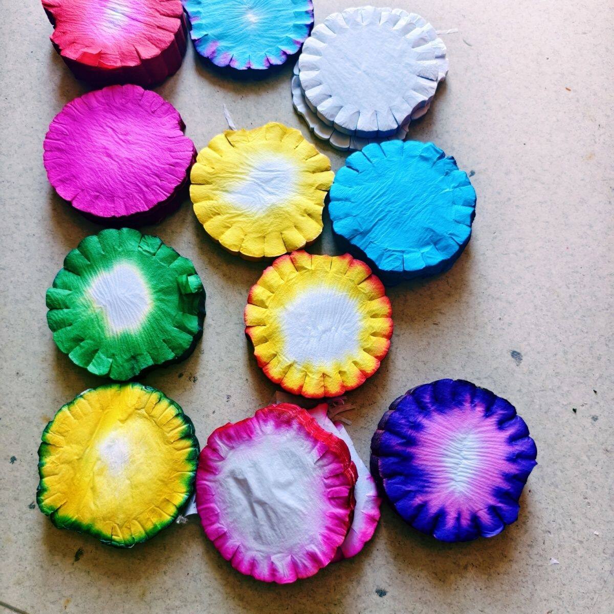 殡葬纸花片13公分彩色纸花片纸扎纸活花圈配件定制尺寸零售