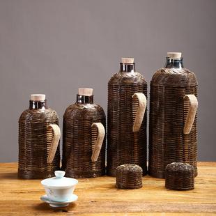 开水瓶茶室用精编暖壶 手工竹编热水壶家用复古暖水壶玻璃内胆老式