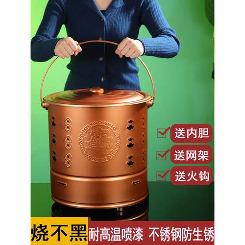 烧纸桶家用聚宝盆专用烧经铁桶焚烧炉宝桶烧纸管金烧金桶不锈钢