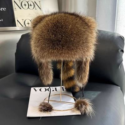 冬季小浣熊儿童保暖帽子防寒防风护耳雷锋帽儿童保暖毛绒亲子帽