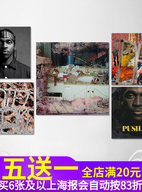欧美rap说唱hiphop歌手Pusha T专辑CD封面海报潮店装饰墙壁贴纸画