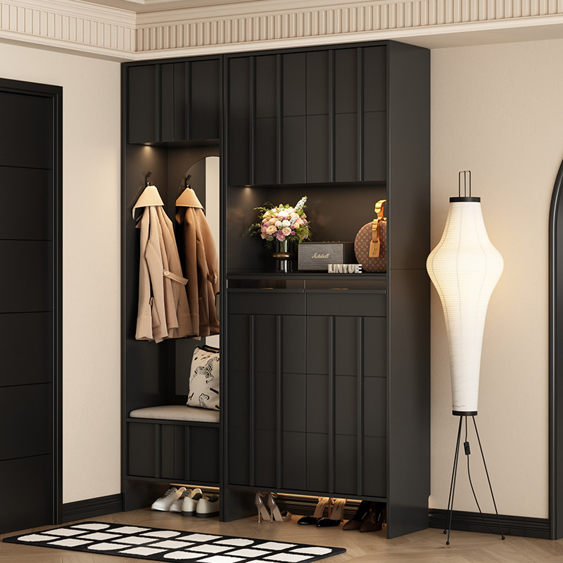 高档复古鞋柜收纳柜一体家用门口换鞋柜靠墙玄关骨骼线高储物定制,住宅家具,鞋柜,淘宝优惠券,粉丝福利购,淘宝优惠卷