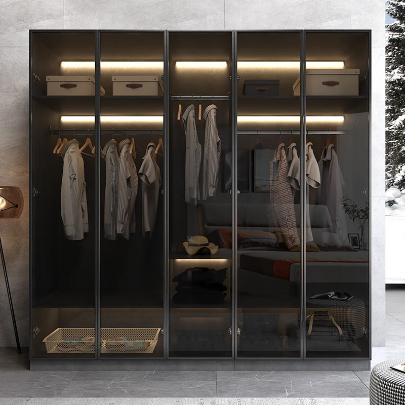 轻奢风玻璃门铝合金定制家用卧室