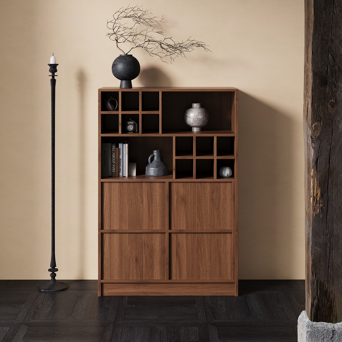 新中式复古博古架茶具收纳架