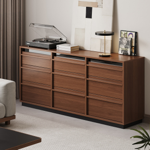 中古风实木五斗柜客厅靠墙抽屉柜家用卧室床尾置物柜骨骼线收纳柜