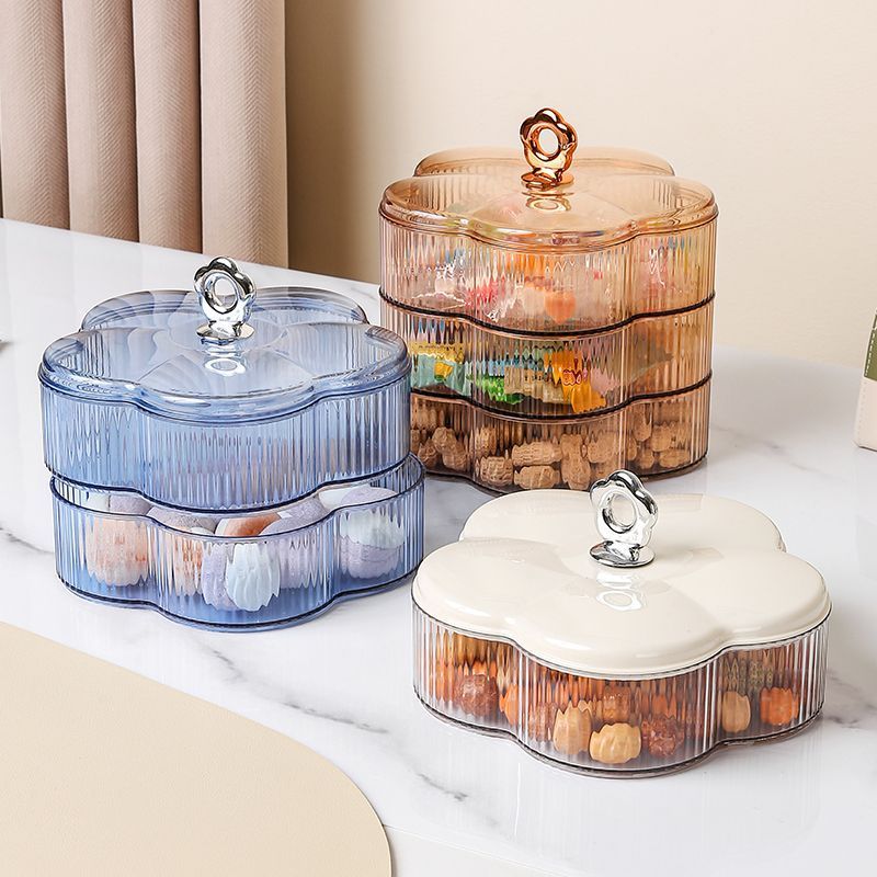 糖果盒带盖多层透明爆款坚果盒客厅家用干果盘零食盒过年摆放盘