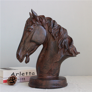 品出口美式乡村复古大气骏马大马头摆件马到成功工艺礼品家居装饰