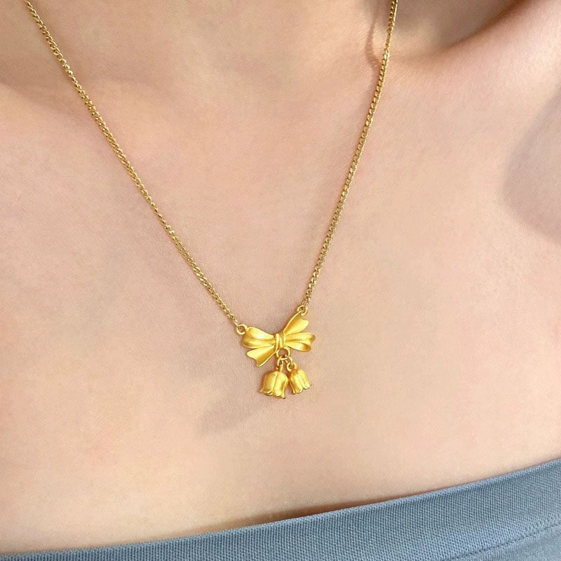 铃兰花蝴蝶结钛钢项链女18k金色简约锁骨链轻奢小众不掉色配饰潮,饰品/流行首饰/时尚饰品新,项链,淘宝优惠券,粉丝福利购,淘宝优惠卷