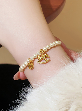 秋冬碎碎冰小马钱币珍珠串珠手串