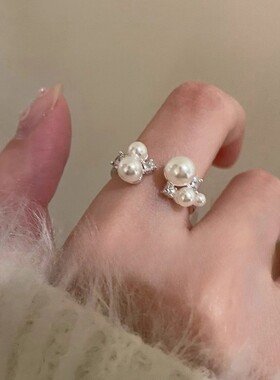 珍珠开口戒指2026新款显白小众