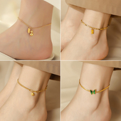钛钢不掉色脚链女小众设计感镀18K金高级感足链脚环2025新款 爆款