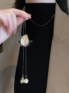 猫眼石郁金香长款毛衣链