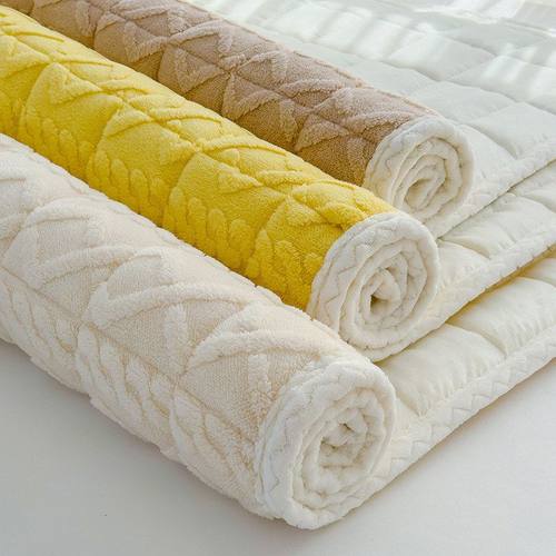 立体塔芙绒夹棉床垫加厚纯色雕花床褥子防滑宿舍多规格床护垫批发
