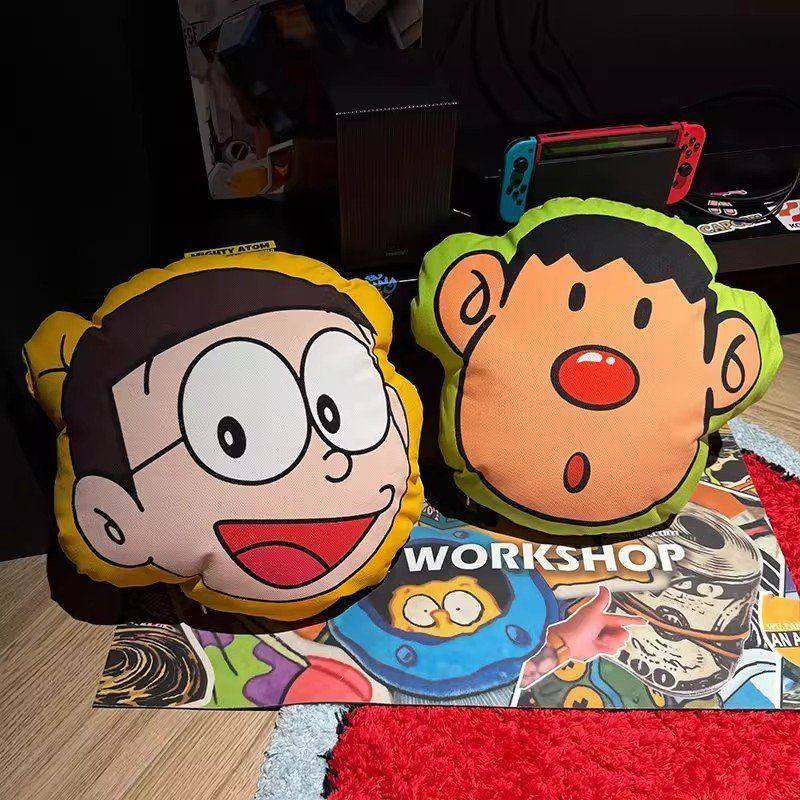 大雄胖虎大头玩偶卡通公仔可爱异形抱枕办公室靠垫沙发礼物毛绒面