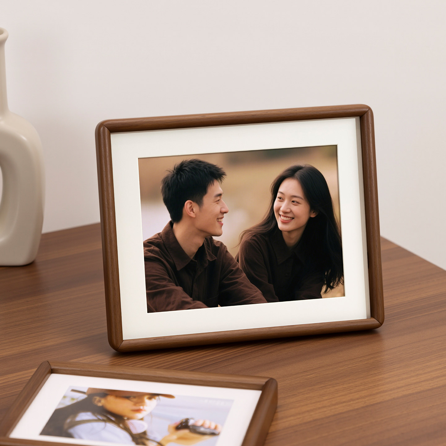胡桃木相框摆台可定制照片