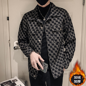冬季新款印花牛仔夹克外套男加绒加厚潮流牛仔衣  JK951-P95绒115图片