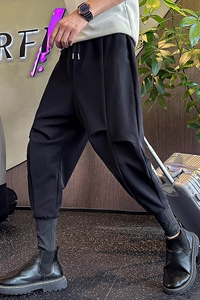 秋冬季配马丁靴裤子男潮流宽松暗黑风长筒束脚裤W19-P55控78绒P65图片
