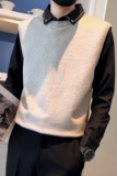 秋冬季毛衣男圆领假两件潮流百搭刺绣衬衫领针织衫CM205-P75，男装针织衫/毛衣，电商A368