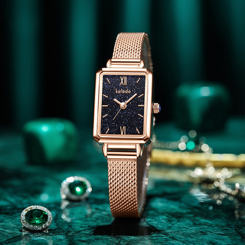 简约复古孔雀石纹理网红绿色手表