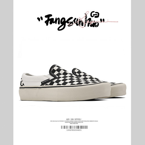 方三火夏季黑白棋盘格一脚蹬板鞋