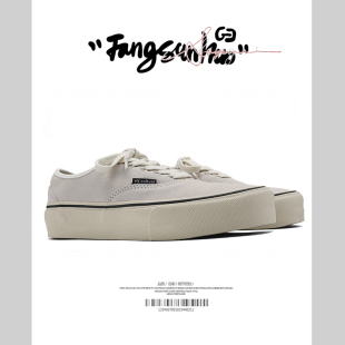 方三火 白色夏季日系反绒皮休闲鞋男女低帮复古硫化鞋男潮流板鞋